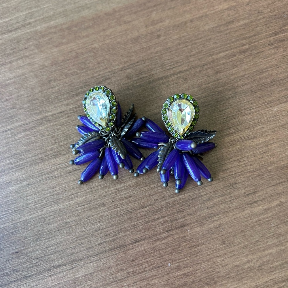Purple and Green Anthropologie Statement Earrings